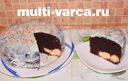 Шоколадний пиріг із сирними кульками