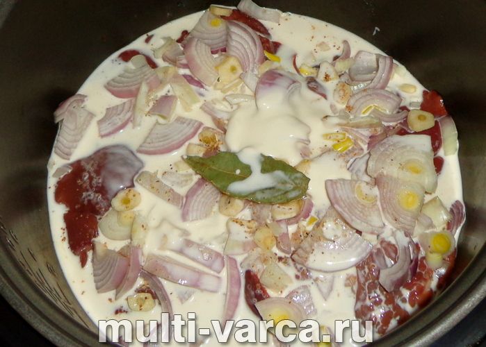 Куряча печінка у вершках у мультиварці