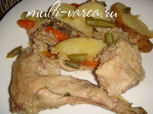 Тушкований кролик у вершках з овочами