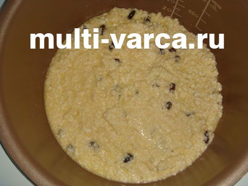 Запіканка з кисломолочного сиру з родзинками та медом у мультиварці