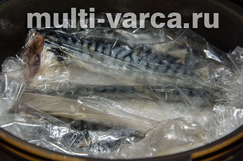 Скумбрія в рукаві, приготована на пару