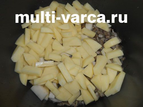 Смажені гливи з картоплею та яйцем у мультиварці
